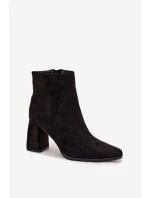 Botki Damskie Na Słupku Z Eko Zamszu Czarne Inessa