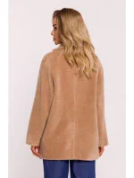 M808 Orezaná plyšová bunda - béžová