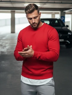 Pánska hladká červená mikina FashionStreet BX3867