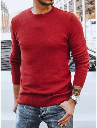 Pánsky klasický bordový sveter FashionStreet WX1933 Pánsky klasický bordový sveter FashionStreet WX1933