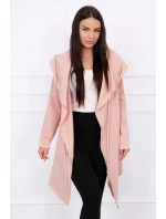 Voľná pláštenka s kapucňou tmavo púdrovo ružová