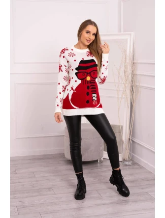 Vianočný sveter so snehuliakom vo farbe ecru