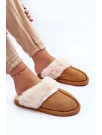 Damskie Papcie Klapki z Futerkiem Camel Pinky