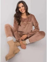 Dámska dvojdielna velúrová súprava 7206.26X hnedá - RUE PARIS