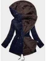 Tmavomodro-hnedá obojstranná dámska bunda (W556)