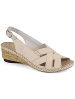 Pohodlné kožené sandále Rieker W RKR682 beige Pohodlné kožené sandále Rieker W RKR682 beige