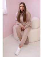 Bavlnená súprava s potlačou tmavo béžovej farby