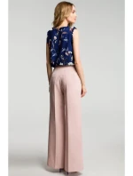 M378 Nohavice so širokými nohavicami - púdrové