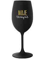 MY THERAPY - čierny pohár na víno 350 ml