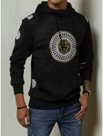Pánska mikina s kapucňou a potlačou čierna FashionStreet BX5569 Pánska mikina s kapucňou a potlačou čierna FashionStreet BX5569