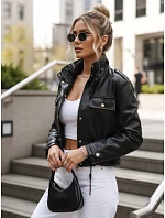 Dámska krátka bunda v čiernej farbe FashionStreet TY5665 Dámska krátka bunda v čiernej farbe FashionStreet TY5665