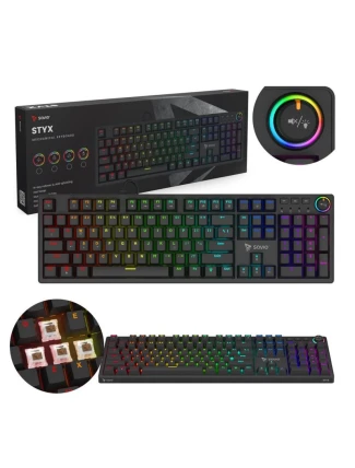 MECHANICKÁ KLÁVESNICA SAVIO STYX OUTEMU HNEDÁ HOT SWAP RGB
