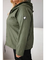 Dámska bunda vo veľkosti Plus Size s kapucňou a nastaviteľným spodným okrajom v khaki farbe