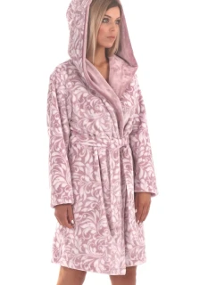 Dámsky krátky župan s kapucňou Flora 4856 4303 Light Purple with White - Vestis