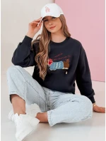 Dámska nadrozmerná vyšívaná mikina DOGSWEETY navy blue FashionStreet BY1480 Dámska nadrozmerná vyšívaná mikina DOGSWEETY navy blue FashionStreet BY1480