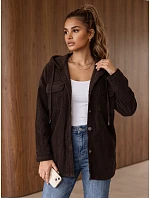 Dámska oversizeová kordová bunda s kapucňou v čokoládovej farbe FashionStreet TY6050 Dámska oversizeová kordová bunda s kapucňou v čokoládovej farbe FashionStreet TY6050