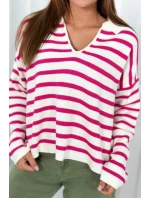 Pruhovaný sveter fuchsie