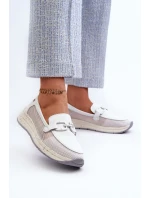 Damskie Skórzane Mokasyny D&A TW210 Białe