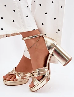 Dámské sandály na podpatku z umělé kůže zlaté Rosetta