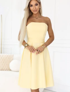 641-3 VIVIENNE korzetové midi šaty s opaskom - pastelovo žlté