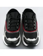 Čierne šnurovacie sneakersy s farebnými vsadkami (6346)