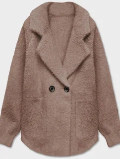 Tmavo béžový krátky prehoz cez oblečenie typu alpaka (CJ65)