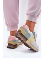 Zamszowe Sneakersy Damskie Big Star RR274244 HI-POLY SYSTEM Szaro-Żółte