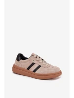Zamszowe Sneakersy Damskie Na Platformie Beżowe Elivienne