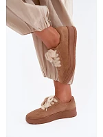 Semišové tenisky s kožušinovým šnurovaním Kobbo 79655 Camel Semišové tenisky s kožušinovým šnurovaním Kobbo 79655 Camel