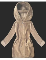 Vlnená bunda z alpaky s kapucňou svetlo béžová (W214#) Vlnená bunda z alpaky s kapucňou svetlo béžová (W214#)