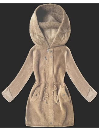 Vlnená bunda z alpaky s kapucňou svetlo béžová (W214#) Vlnená bunda z alpaky s kapucňou svetlo béžová (W214#)