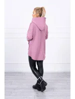 Zateplená mikina s predĺženým chrbtom a vreckami tmavo ružová Zateplená mikina s predĺženým chrbtom a vreckami tmavo ružová