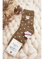 Damskie Ciepłe Skarpety W Kropki Z Misiem Zielone