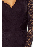 Čipkované šaty s dlhými rukávmi Numoco - čierne