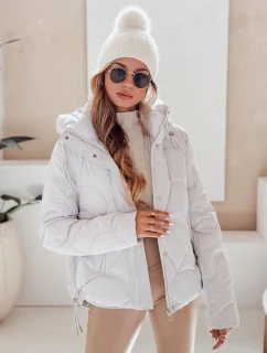 Dámska zimná bunda LOVEWARM krátka prešívaná s kapucňou biela FashionStreet TY5042