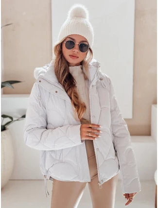 Dámska zimná bunda LOVEWARM krátka prešívaná s kapucňou biela FashionStreet TY5042