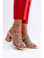 Zdobione Sandały Damskie Na Słupku D&A CR952 Różowe