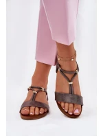 Damskie Płaskie Sandały Z Paskami S.Barski KV51-120 Grafitowe