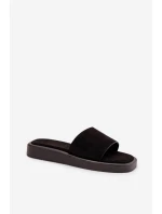 Klapki Damskie Na Platformie Z Eko Zamszu Czarne Jorina