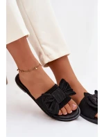 Dámské pantofle na nízkém podpatku s mašlí Černé Amivelle