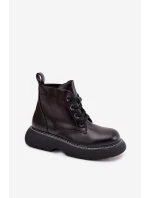 Dámské zateplené kotníkové boty na platformě s šněrováním Černé Harmine