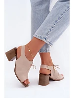 Kožené semišové sandále na podpätku so šnurovaním Zazoo 40523 Light Beige Kožené semišové sandále na podpätku so šnurovaním Zazoo 40523 Light Beige