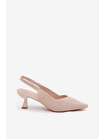 Textilné sandále na podpätku Beige Delessa Textilné sandále na podpätku Beige Delessa