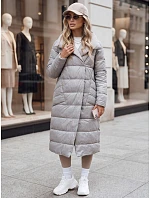 Dlhý prešívaný dámsky kabát v béžovej farbe FashionStreet TY5485