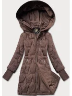 Hnedá dámska prechodná prešívaná bunda so šnúrkami na stiahnutie Libland (LD-7775)