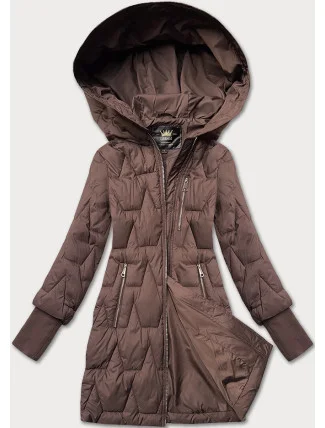 Hnedá dámska prechodná prešívaná bunda so šnúrkami na stiahnutie Libland (LD-7775)