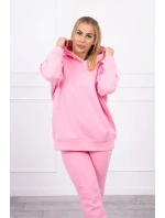 Zateplený set s mikinou s kapucňou svetlo ružový
