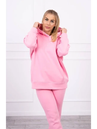 Zateplený set s mikinou s kapucňou svetlo ružový