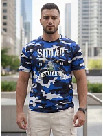 Pánske modré tričko s vojenskou potlačou FashionStreet NX2005R Pánske modré tričko s vojenskou potlačou FashionStreet NX2005R