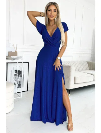 411-9 CRYSTAL trblietavé dlhé šaty s výstrihom - CHABRERA